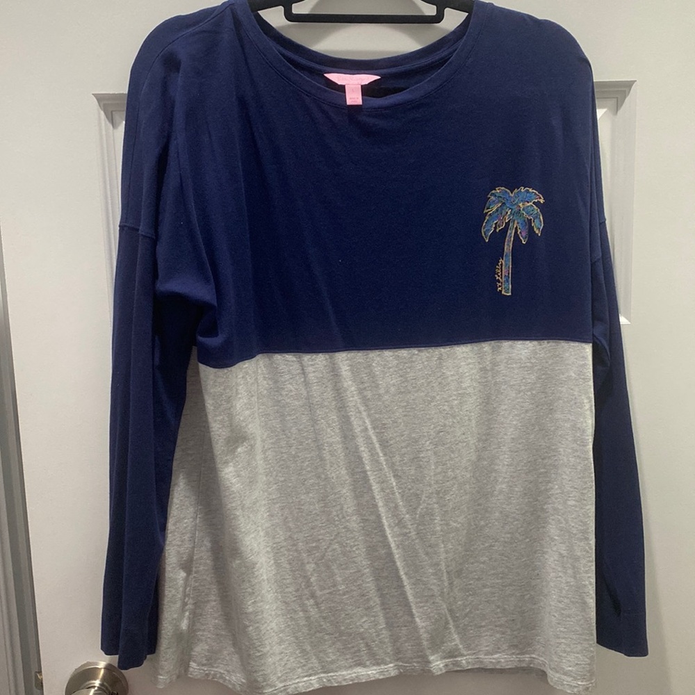 Lilly Pulitzer Finn Top “XX Lilly” Palm Tree Size Large